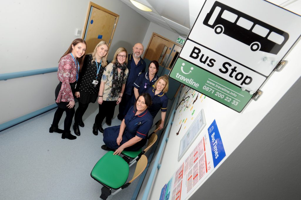 Replica bus stop installed by hospital to help dementia patients